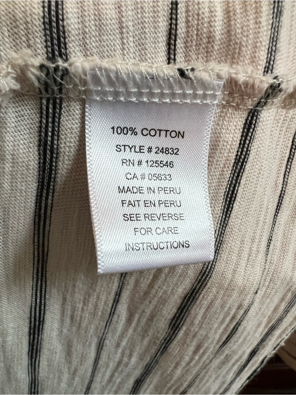 Habitat Ivory and Gray Striped 3/4 Sleeve Top - Picture 4 of 5